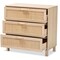 Baxton Studio Sebille Mid-Century Modern Light Brown Finished Wood 3-Drawer Storage Chest with Natural Rattan 207-12464 - alternate 6